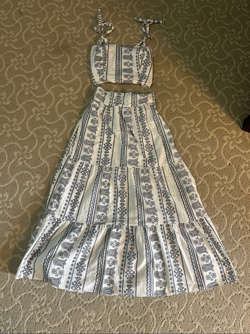Stunning Boho Tiered Two-Piece Maxi Set